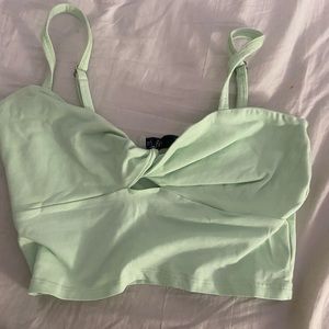 bright green key hole tank top